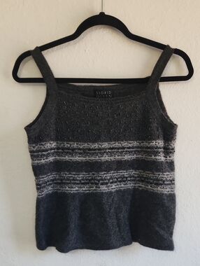 Y2k Sigrid Olsen Angora Lambswool Beaded Knit Tank Top L Boho Chic